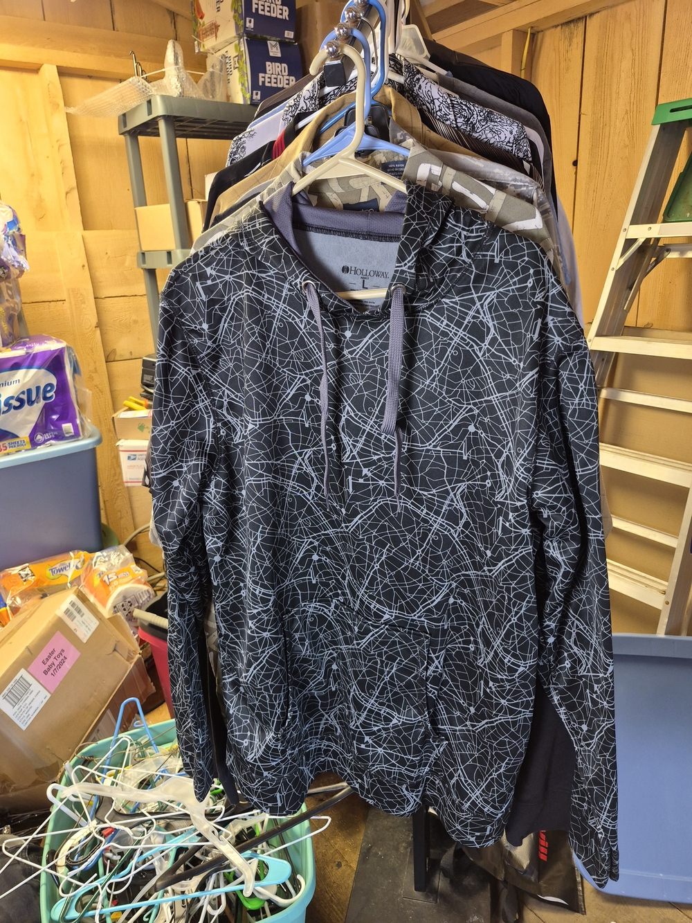 Holloway Men’s Black Hoodie with White Abstract Line Print Bin 67